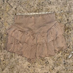 Mustard Seed Layered Brown Skirt with shorts underneath.